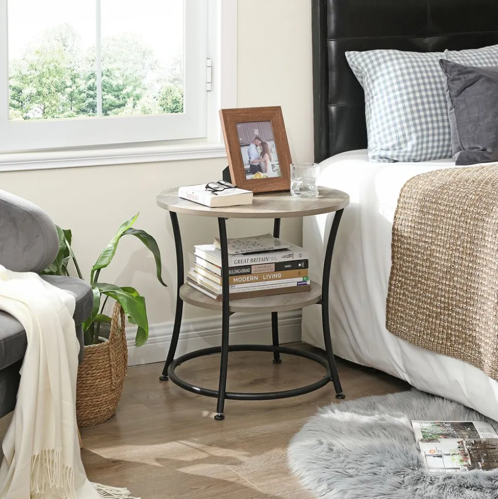 Sale SONGMICS Table basse à 2 niveaux style boho beige chêne