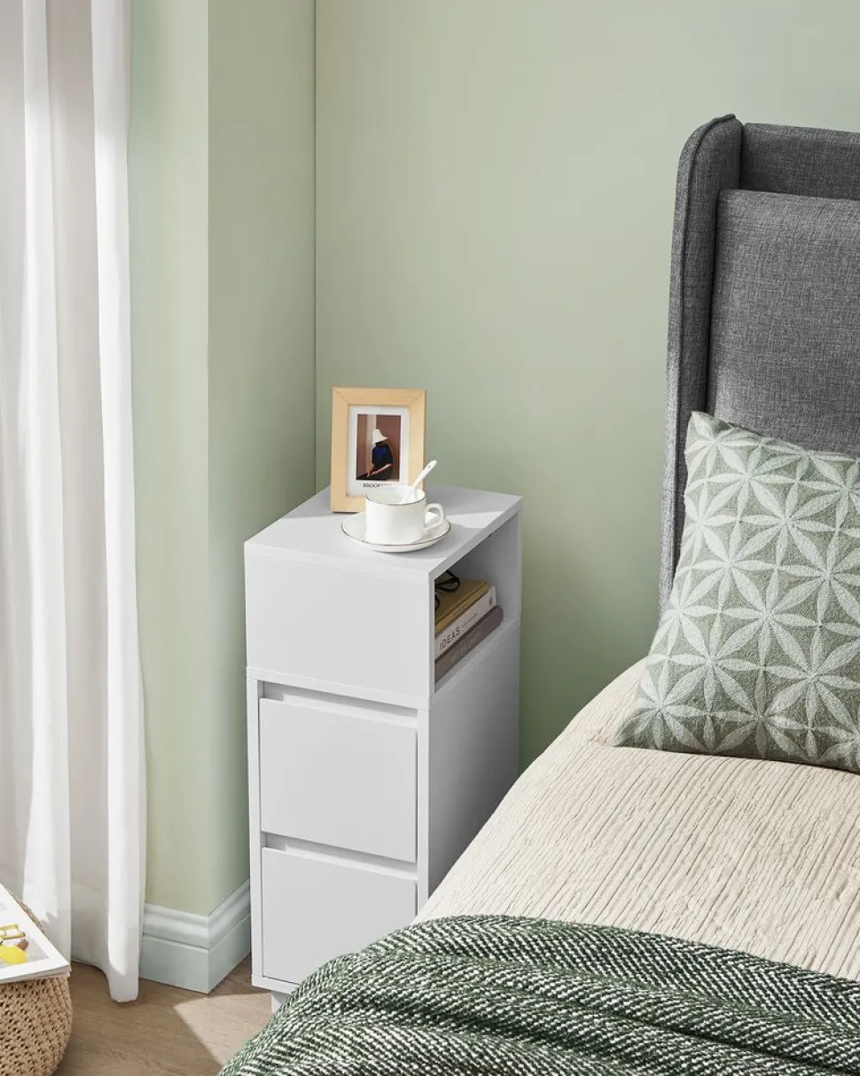 Best Sale SONGMICS Table basse avec 2 tiroirs et compartiments cachés blanc neige