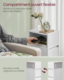 Best Sale SONGMICS Table basse avec 2 tiroirs et compartiments cachés blanc neige