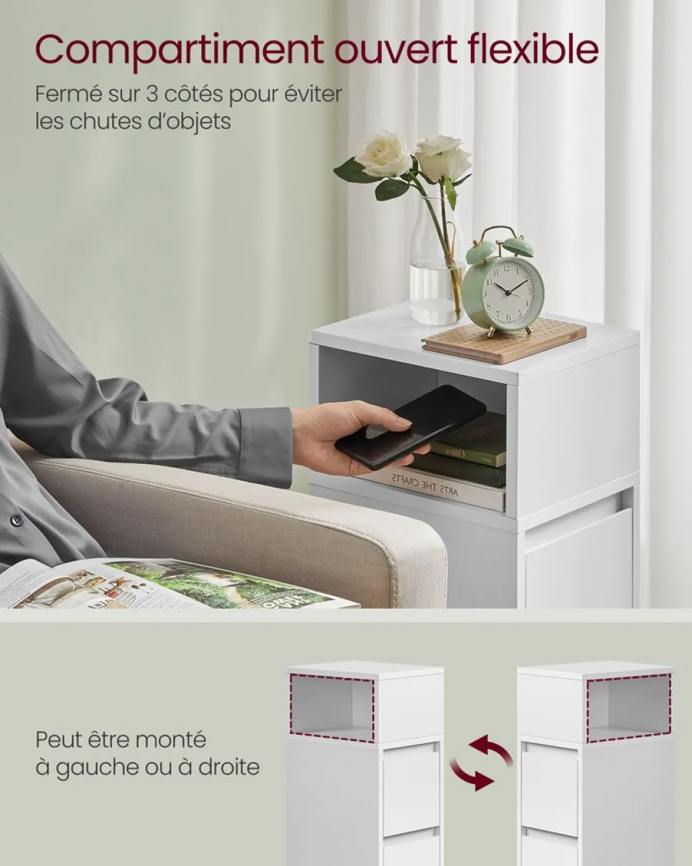 Best Sale SONGMICS Table basse avec 2 tiroirs et compartiments cachés blanc neige