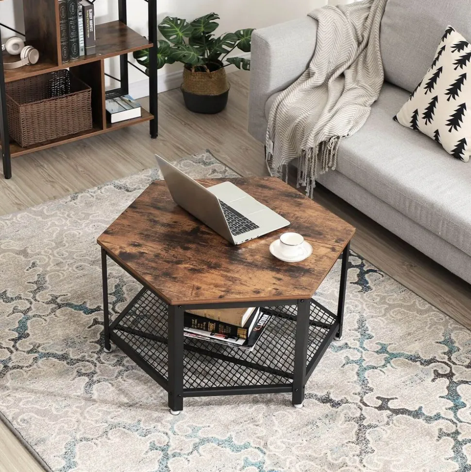 Flash Sale SONGMICS Table basse hexagonale industriel Marron Rustique