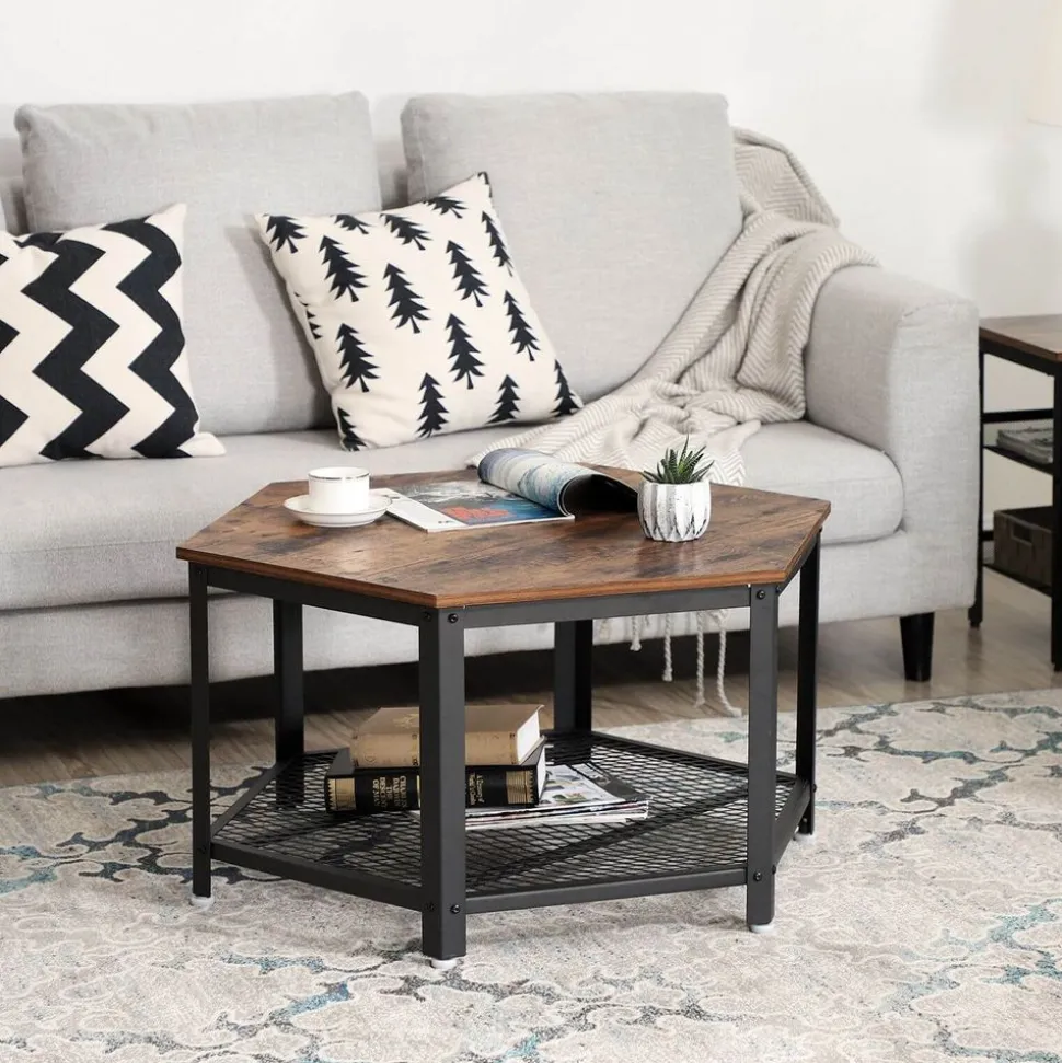 Flash Sale SONGMICS Table basse hexagonale industriel Marron Rustique