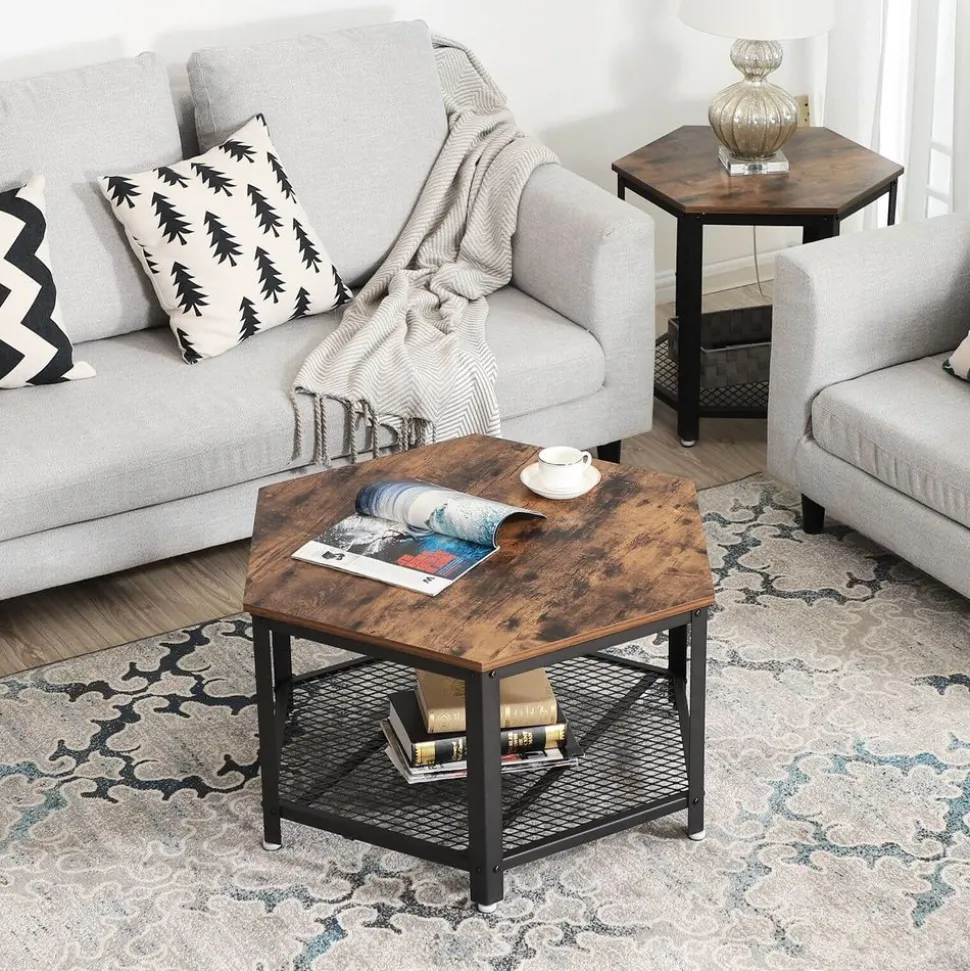 Flash Sale SONGMICS Table basse hexagonale industriel Marron Rustique