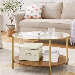 Outlet SONGMICS Table basse marron noisette doré Beige