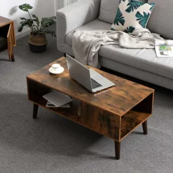 Sale SONGMICS Table basse ouverte industriel Marron Rustique