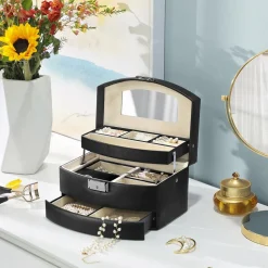 New SONGMICS Table basse ronde Brun Vintage Noir