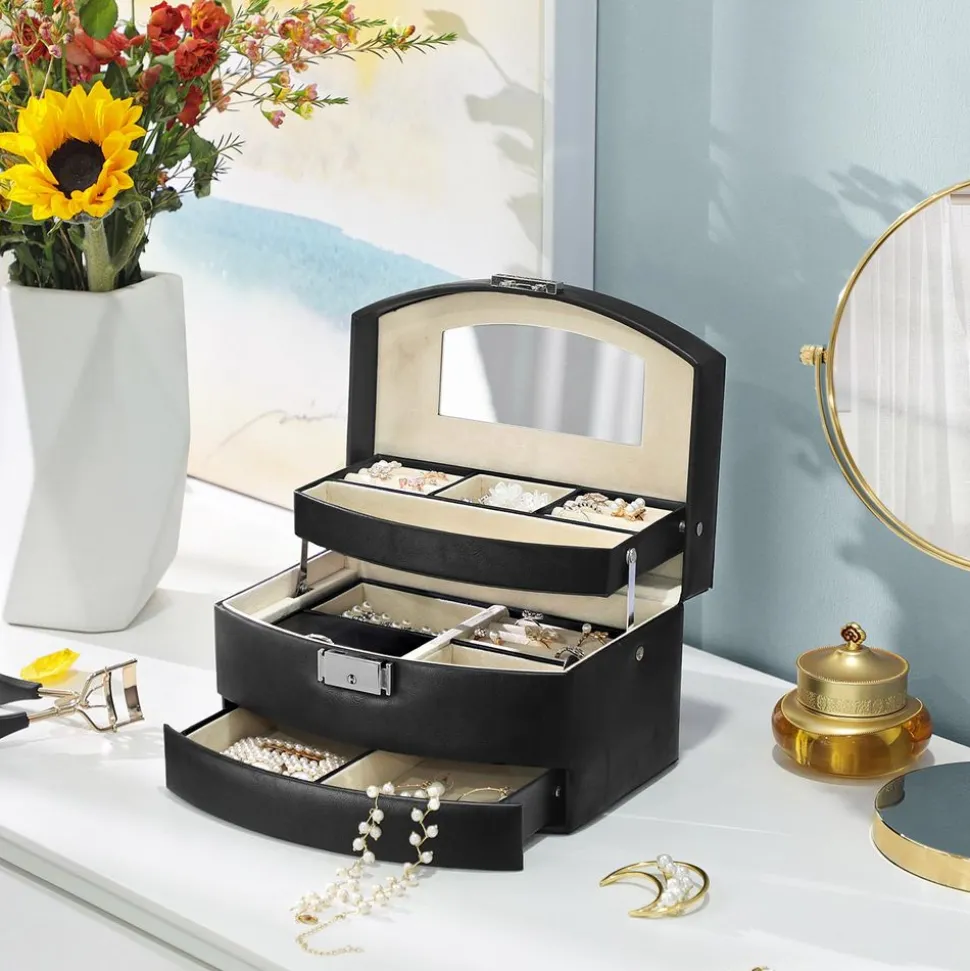 New SONGMICS Table basse ronde Brun Vintage Noir