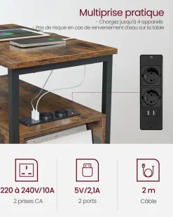 Sale SONGMICS Table basse ronde avec panier noir boisé et turquoise foncé