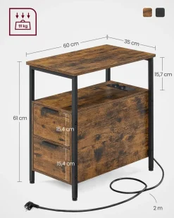 Sale SONGMICS Table basse ronde avec panier noir boisé et turquoise foncé