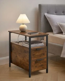 Sale SONGMICS Table basse ronde avec panier noir boisé et turquoise foncé