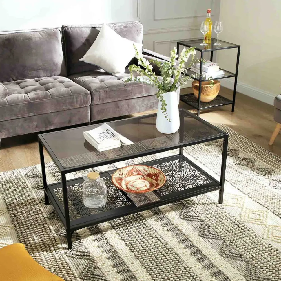 Cheap SONGMICS Table basse rosace Blanc