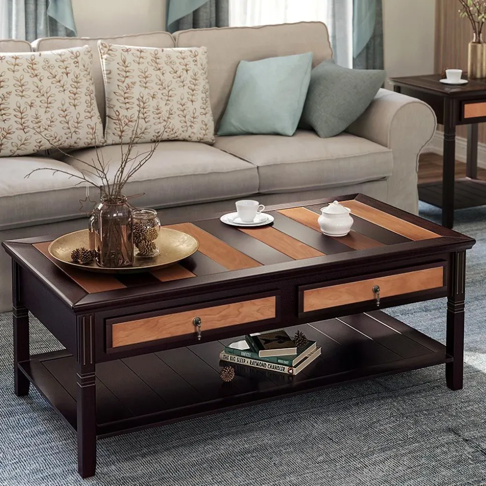 Hot SONGMICS Table basse striée