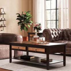 Hot SONGMICS Table basse striée