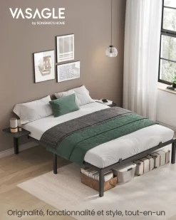 Shop SONGMICS Table basse verre doré