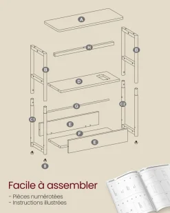 Best SONGMICS Table basse verre doré