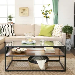 Cheap SONGMICS Table basse verre industriel