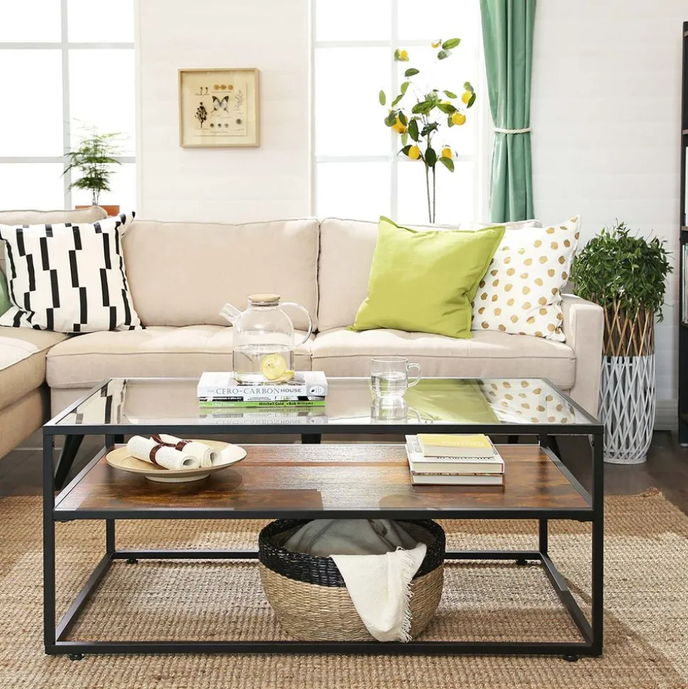 Cheap SONGMICS Table basse verre industriel