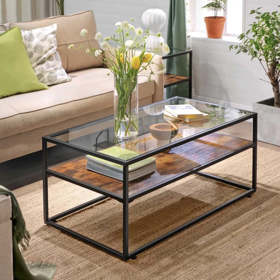 Cheap SONGMICS Table basse verre industriel