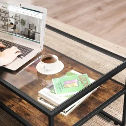 Cheap SONGMICS Table basse verre industriel