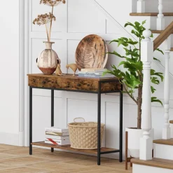 Hot SONGMICS Table console 2 tiroirs Noir