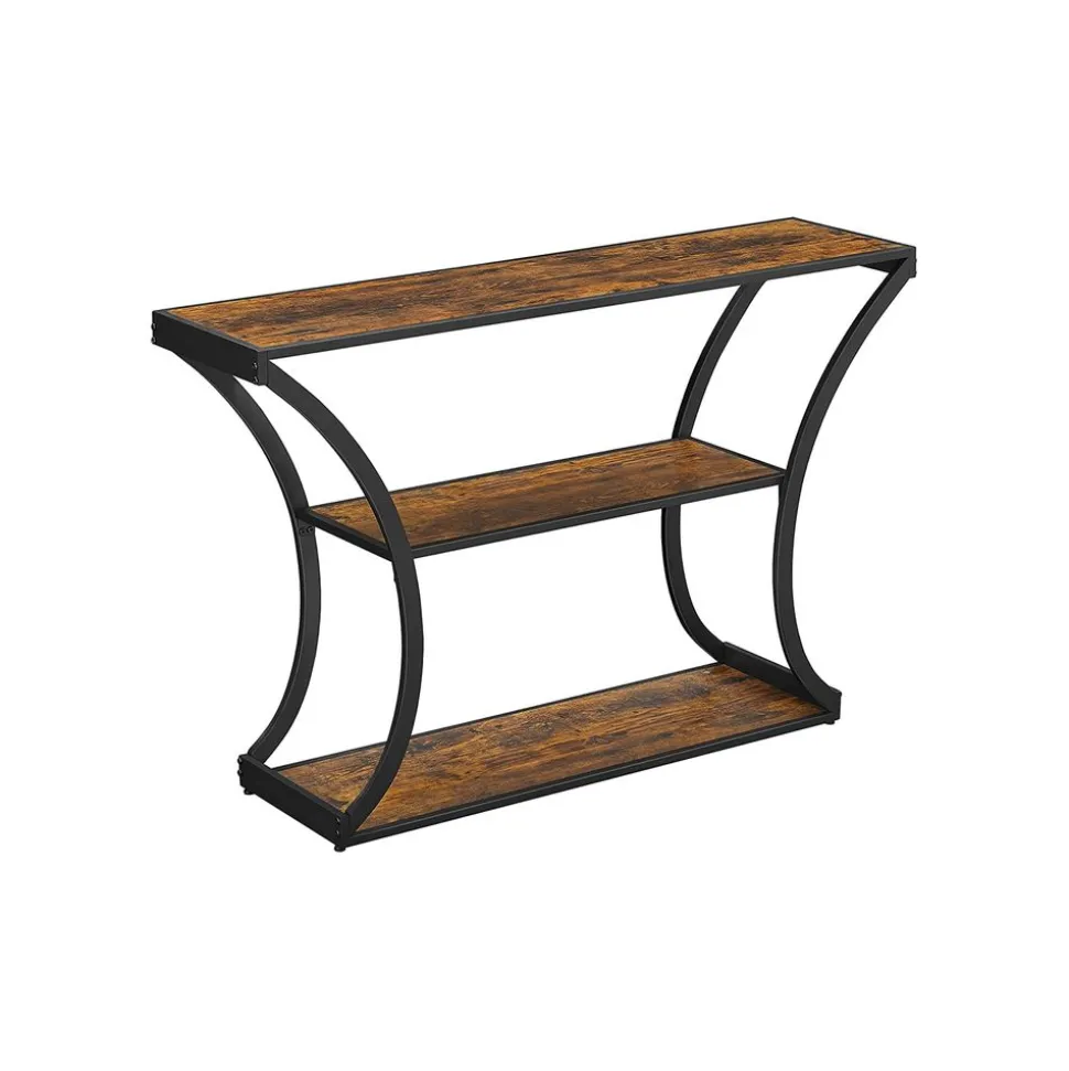 Outlet SONGMICS Table console arrondie Brun Vintage Noir