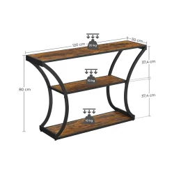 Outlet SONGMICS Table console arrondie Brun Vintage Noir