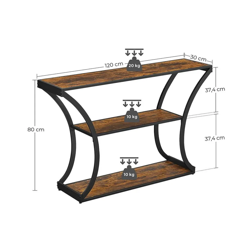 Outlet SONGMICS Table console arrondie Brun Vintage Noir