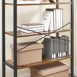 Fashion SONGMICS Table console grille industriel Brun Vintage Noir