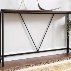 Shop SONGMICS Table console longue design V Blanc