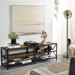 New SONGMICS Table console longue industriel Brun Vintage Noir