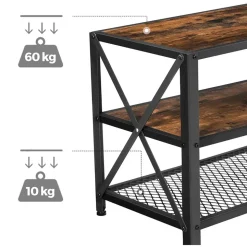 New SONGMICS Table console longue industriel Brun Vintage Noir