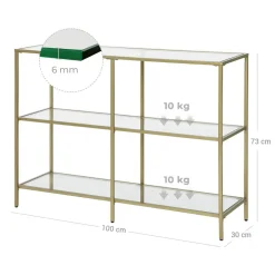 Clearance SONGMICS Table console verre dé Or