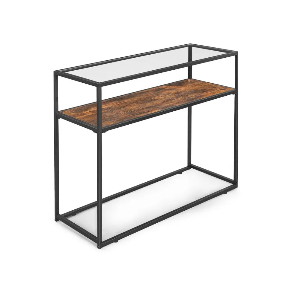 Clearance SONGMICS Table console verre industriel Marron Rustique