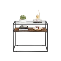 Clearance SONGMICS Table console verre industriel Marron Rustique