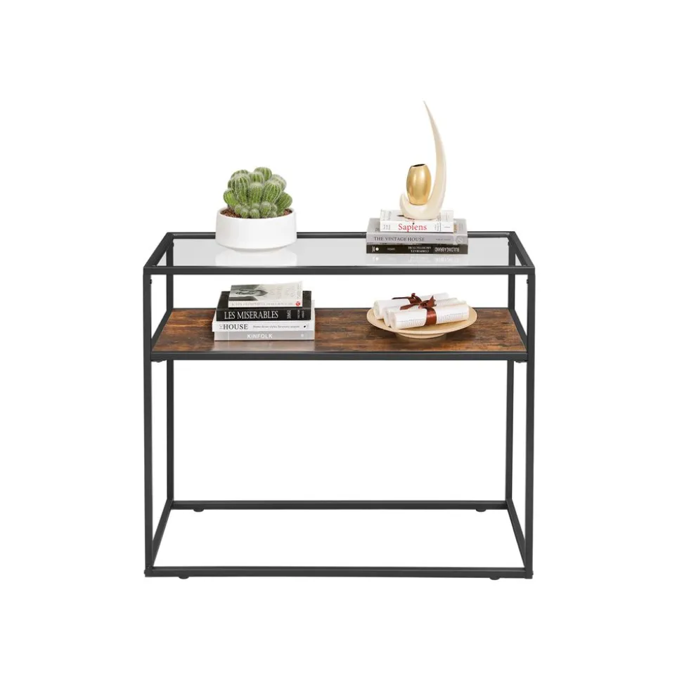Clearance SONGMICS Table console verre industriel Marron Rustique