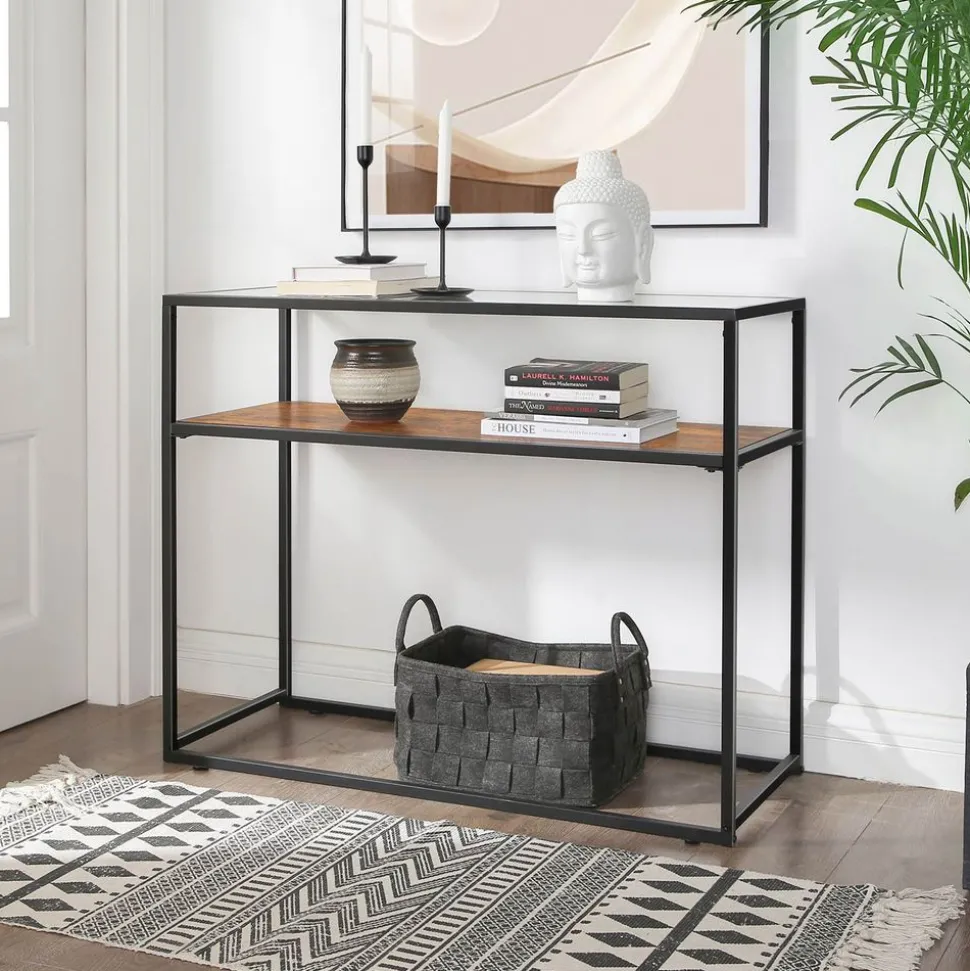 Clearance SONGMICS Table console verre industriel Marron Rustique