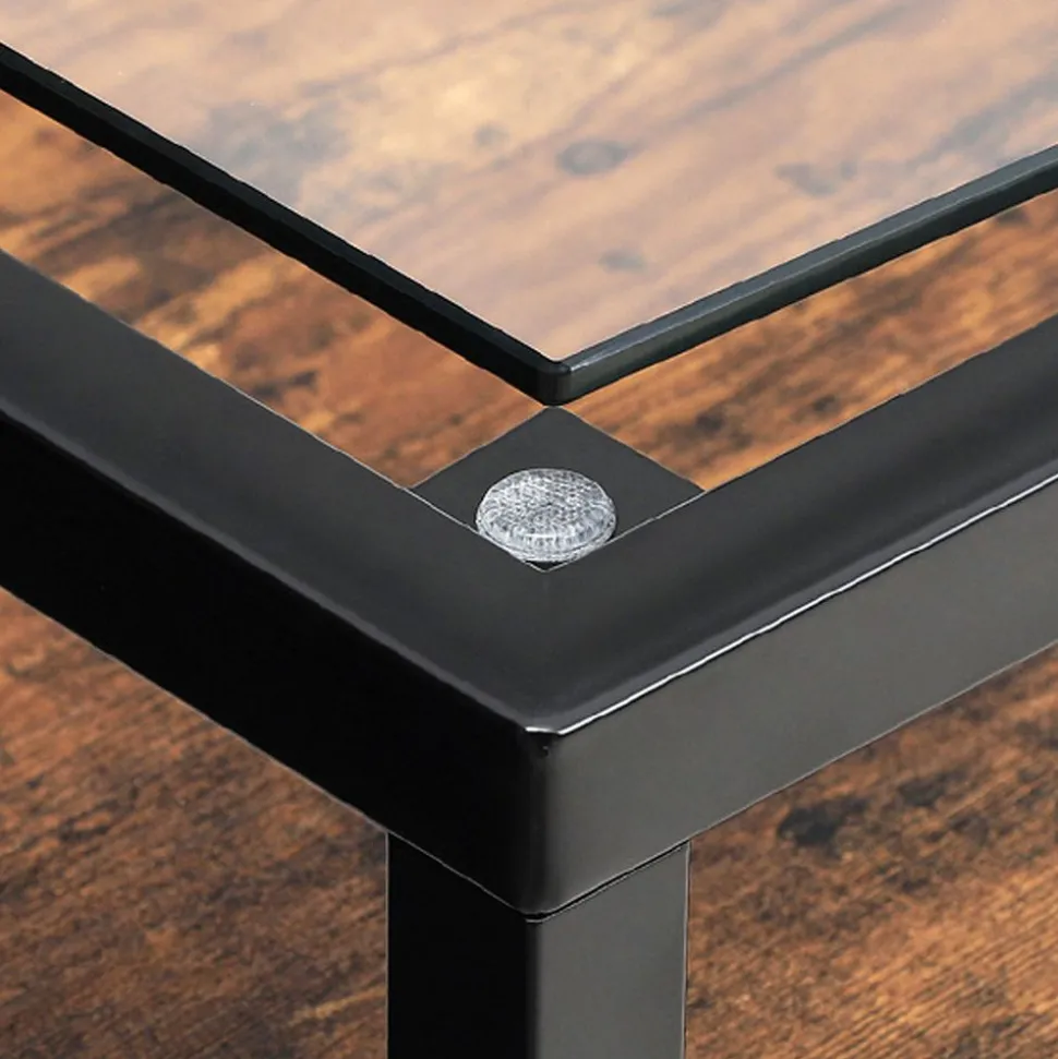 Clearance SONGMICS Table console verre industriel Marron Rustique