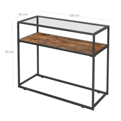 Clearance SONGMICS Table console verre industriel Marron Rustique