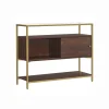 Shop SONGMICS Table console verre marron doré