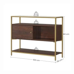 Shop SONGMICS Table console verre marron doré