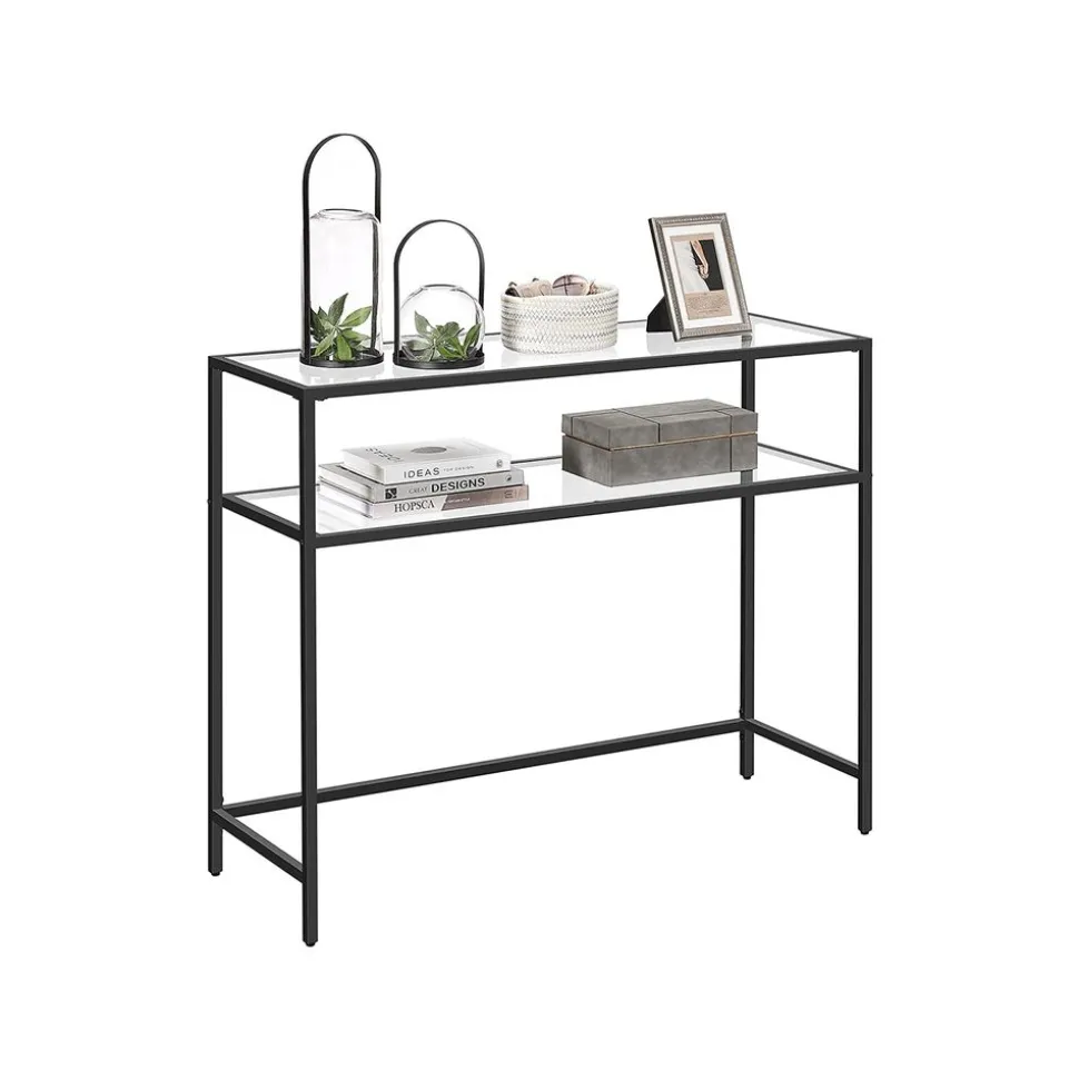 Store SONGMICS Table console verre noir
