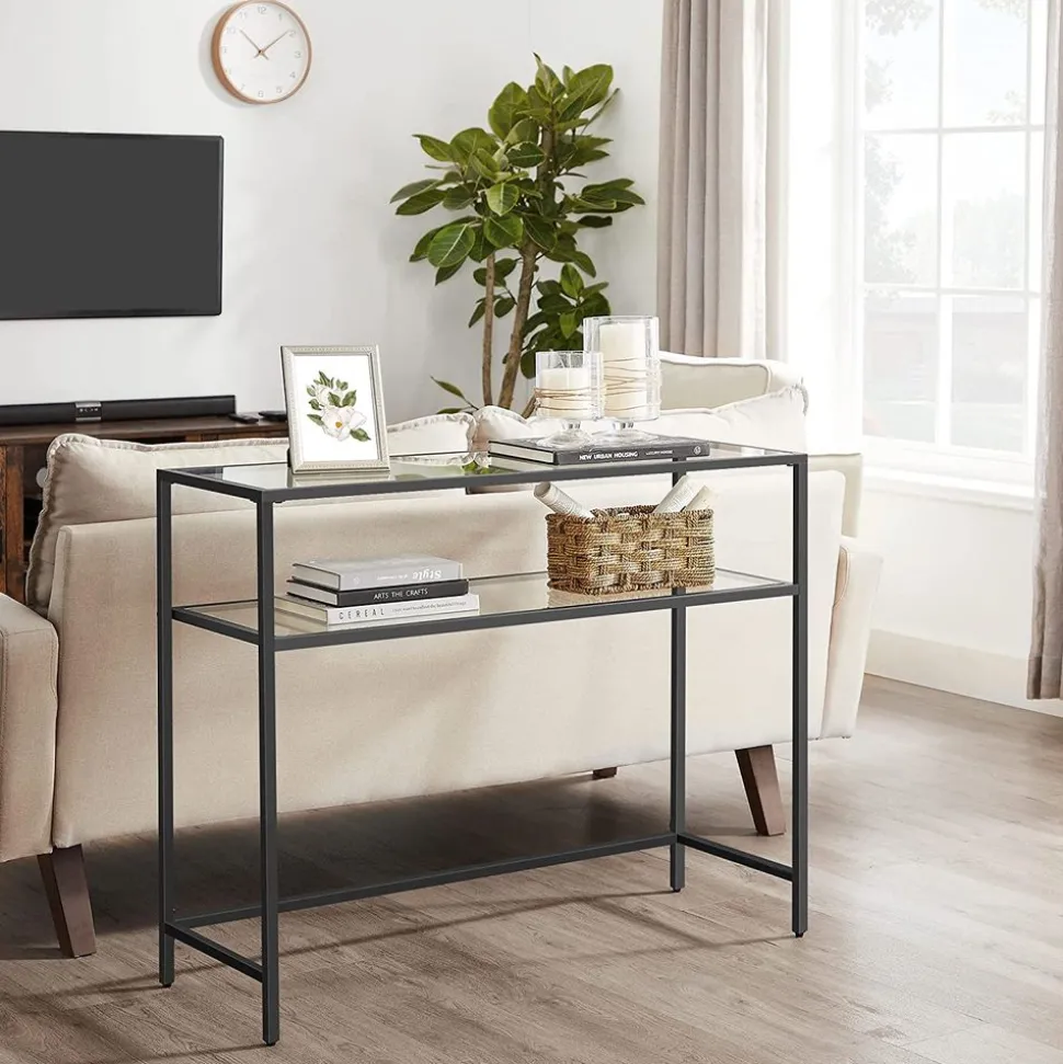 Store SONGMICS Table console verre noir