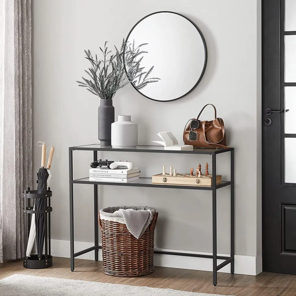 Store SONGMICS Table console verre noir