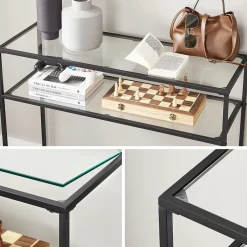 Store SONGMICS Table console verre noir