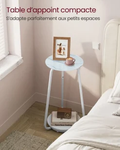 Hot SONGMICS Table d’appoint à 2 niveaux en métal noir d'encre