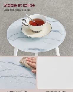 Hot SONGMICS Table d’appoint à 2 niveaux en métal noir d'encre