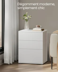 New SONGMICS Table d’appoint à 3 niveaux blanc neige