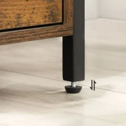 New SONGMICS Table d'appoint 2 tiroirs Brun Vintage Noir