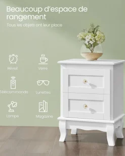 Cheap SONGMICS Table d’appoint avec multiprise marron rustique et noir classique