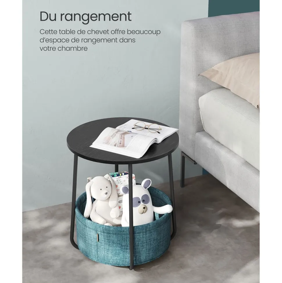 Best Sale SONGMICS Table d’Appoint avec Multiprise Marron ChêNe + Blanc
